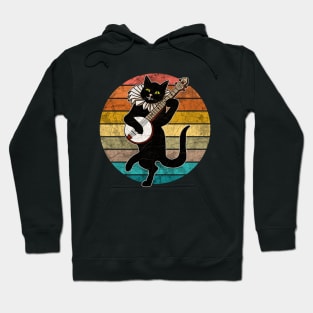 Vintage Cat Playing Banjo Hoodie